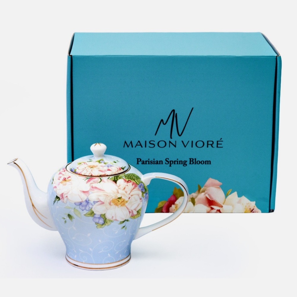 Maison Viore Parisian Spring Bloom Teapot Blue